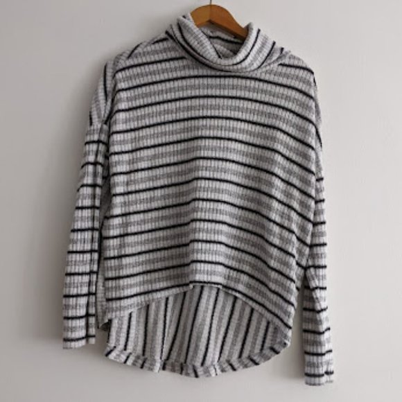 Anthropologie Sweaters - Saturday Sunday White, Gray, Black Striped Turtleneck Size M
